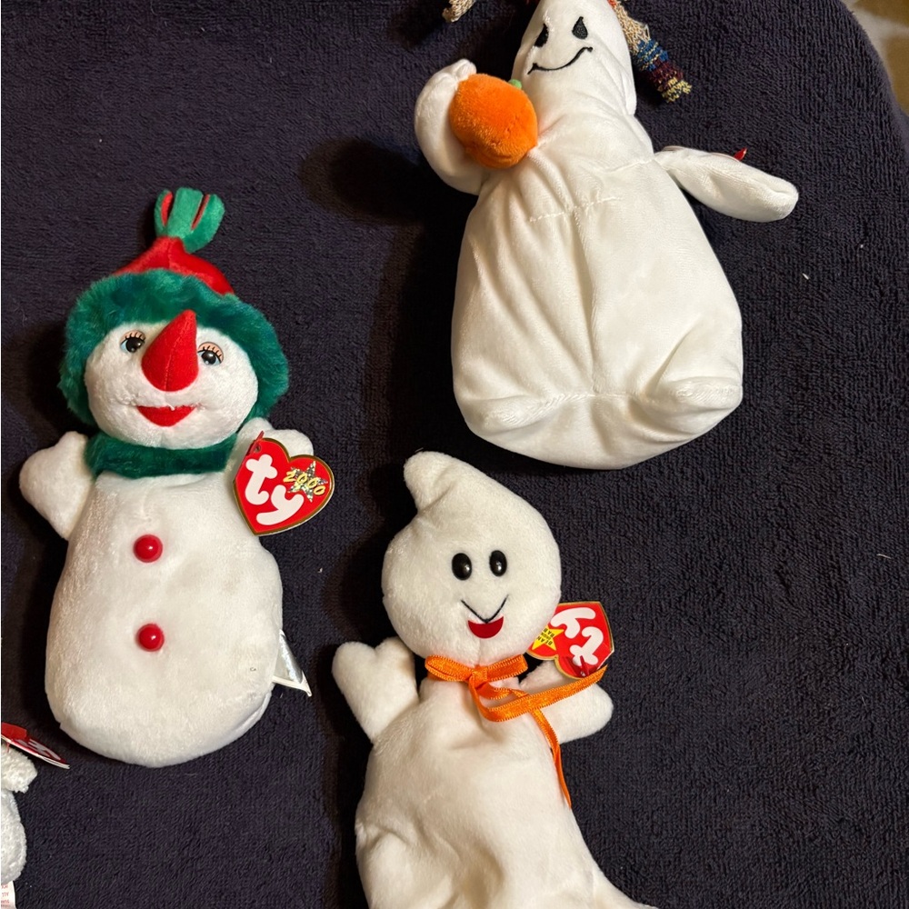 Ty Beanie Babies Festive Snowman and Ghost and Santa Collection